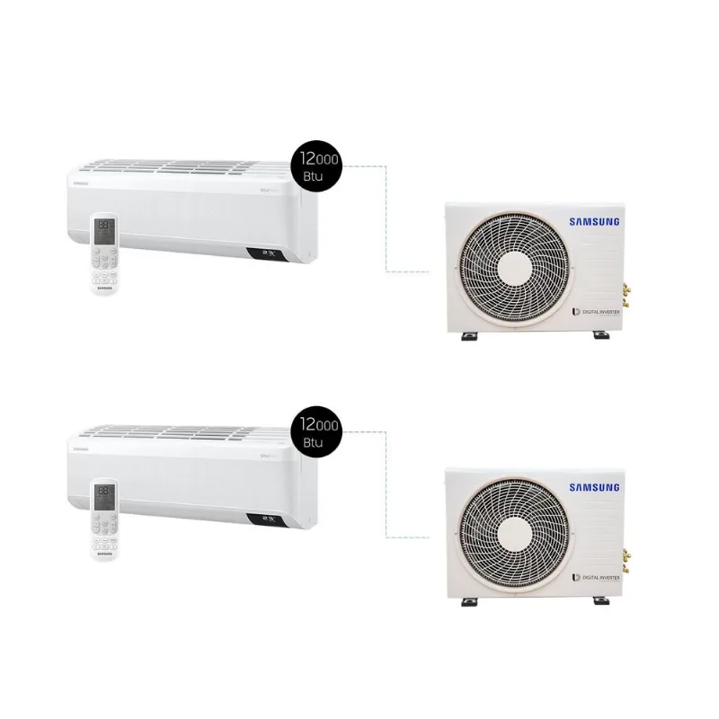 Kit Ar Condicionados 2x12.000 Btu Sem Vento Samsung WindFree Quente e Frio (220V) 220v