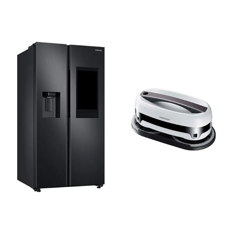 Kit Geladeira Family Hub Side by Side RS58 220V E Aspirador Robô Passa Pano Bivolt Kit