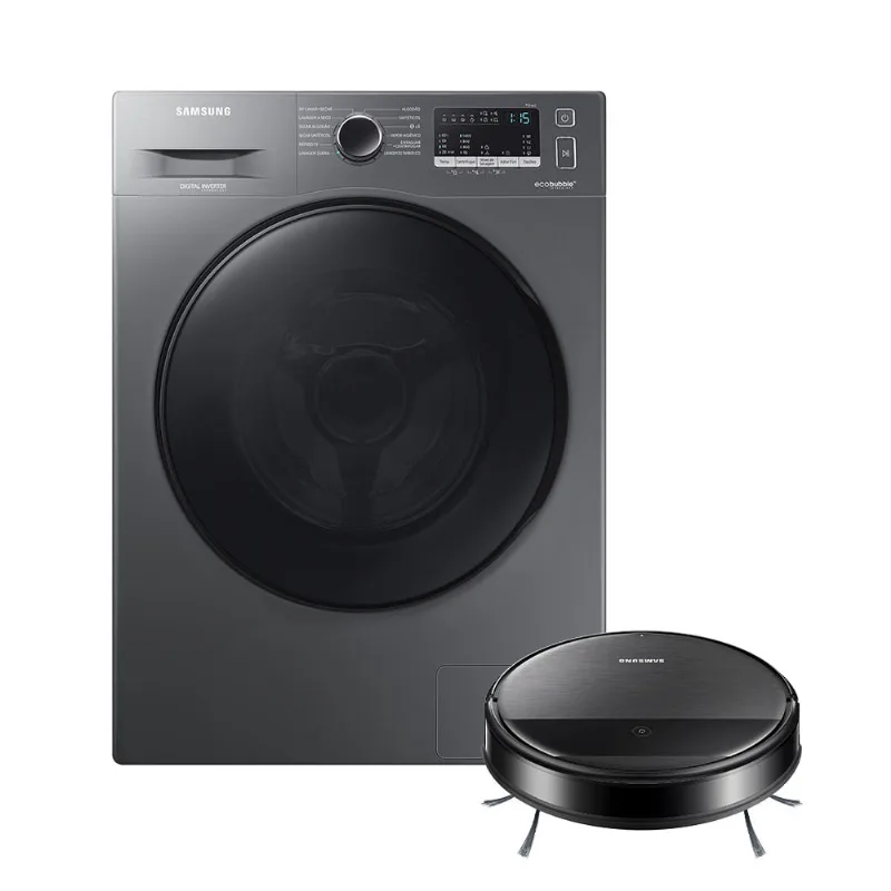 Kit Lava E Seca Wd11A Ecobubble Inox 11/7Kg 110V E Aspirador Robô 2 Em 1 Com Wi-Fi Vr5000 Kit