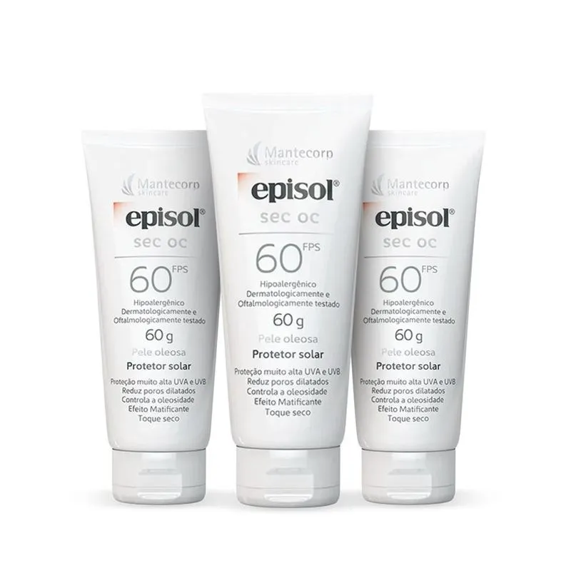 3 Protetor Solar Facial Episol Sec Oc Fps60 60G