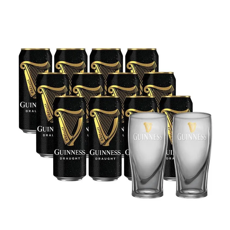 Combo Cerveja Guinness Draught In Can - 12 Unidades + 2 Pints