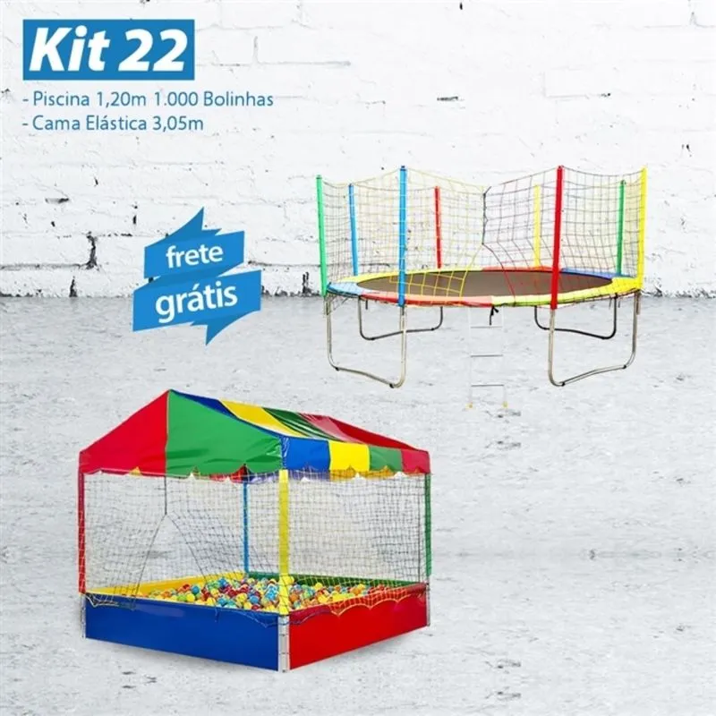 KIT 22 - Piscina 1,20m com 1.000 Bolinhas + Cama Elástica 3,05m