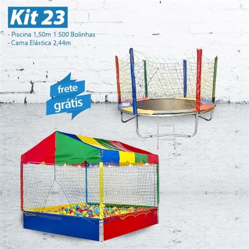 KIT 23 - Piscina 1,50m com 1.500 Bolinhas + Cama Elástica 2,44m