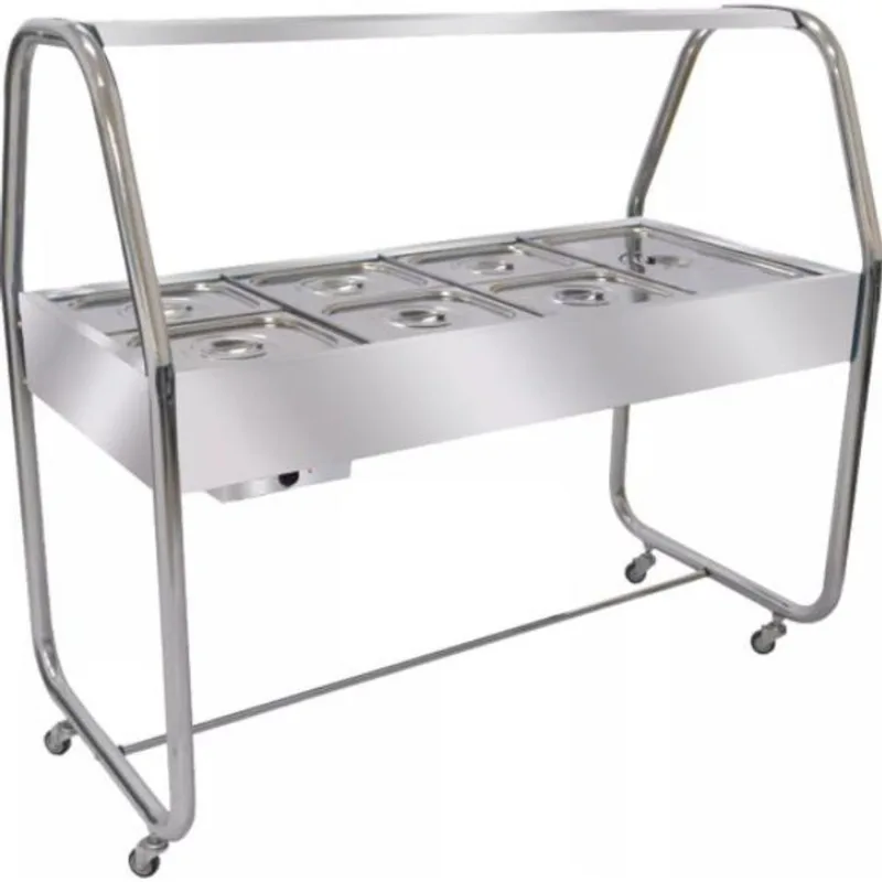 Mesa Buffet Self-Service Venâncio para Resfriamento 8 Cubas Gelo-X Termos Cromada EA8TCX