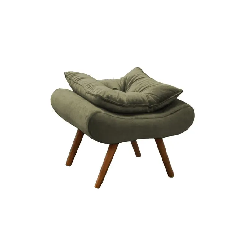 Puff Banqueta Decorativa Ketlen Pés Palito Suede Verde Musgo