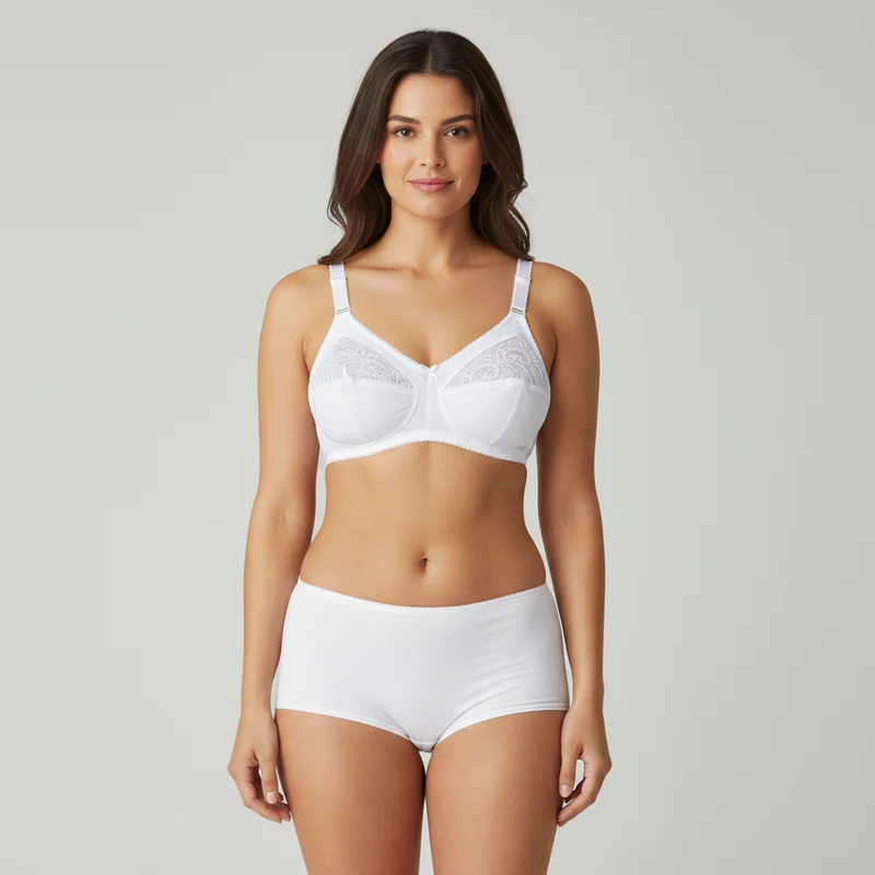 Belleza Lingerie Classic Cotton Bra - White 34 / D