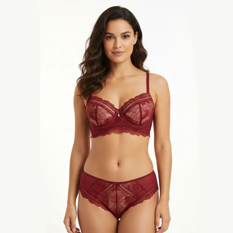 Victoria-Secret-T135-Bra-Set-Burgundy BURGUNDY / 34-C