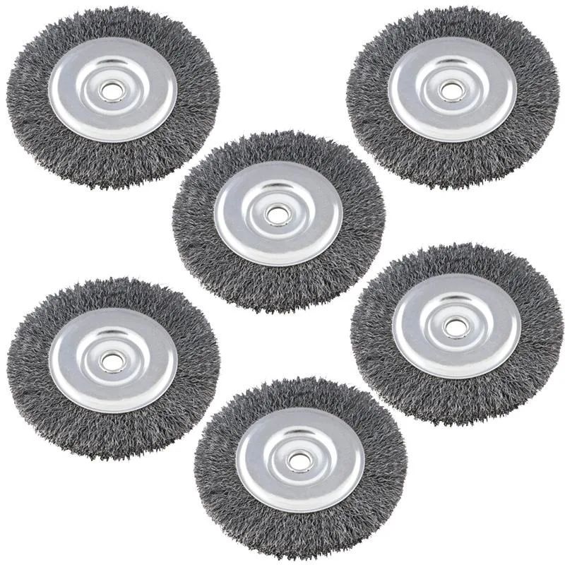 Kit Escova De Aço Circular 6 X 3/4 Pol Furo 1/2" 6 Unidades Abrasfer