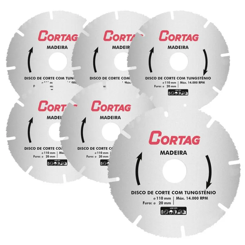 Disco De Corte Diamantado 4.3/8 Pol Com Tungstênio 61346 Kit Com 6 Peças Cotag