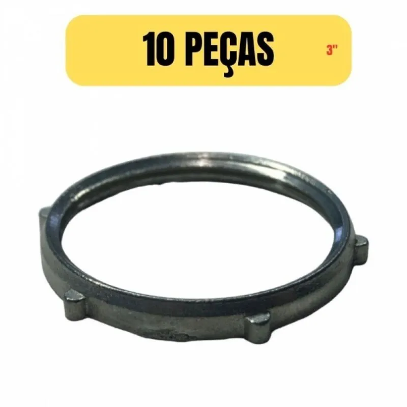 Kit 10 Arruela Aluminio Para Eletroduto/condulete 3 Pol