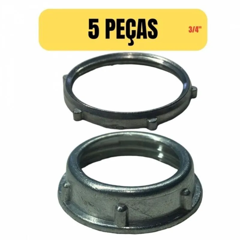 Conjunto 5 Bucha E Arruela Para Eletroduto/condulete 3/4