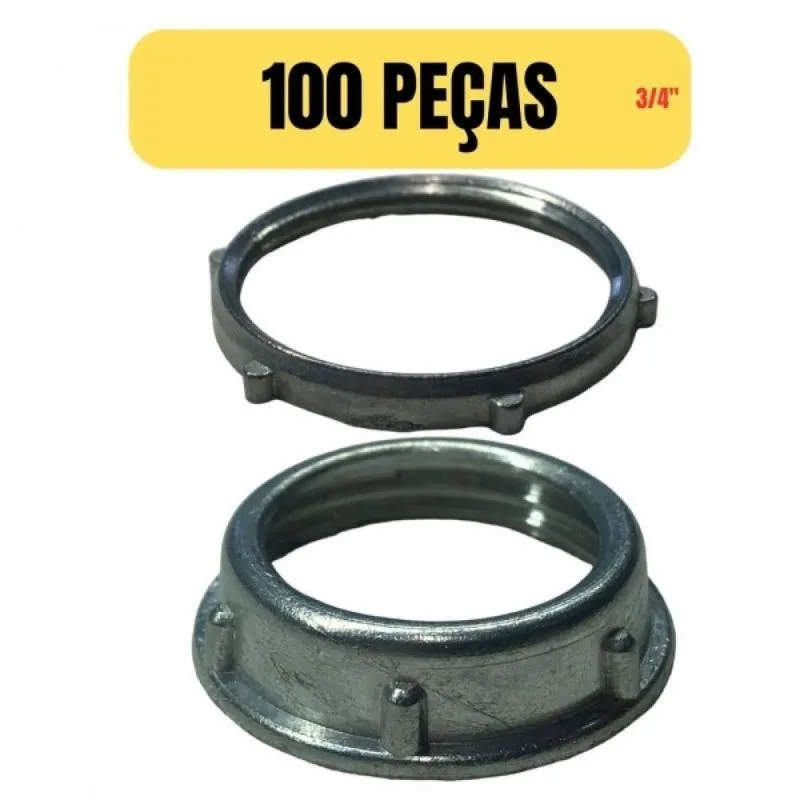 Conjunto 100 Bucha E Arruela Para Eletroduto/condulete 3/4