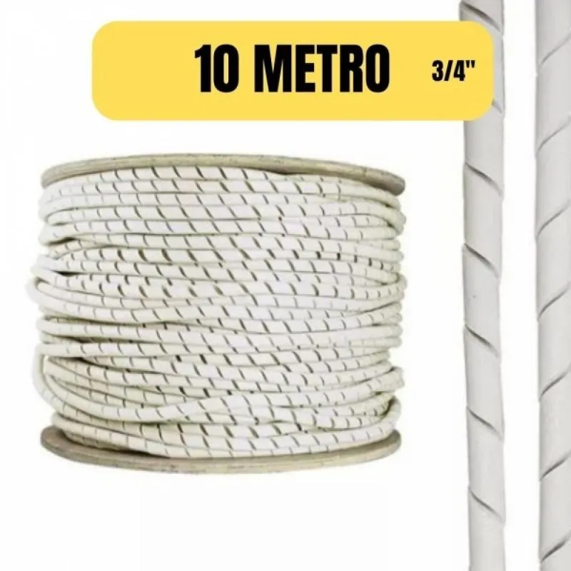Tubo Espiral Organizador Fio Expansível 3/4 Branco 10 Metro