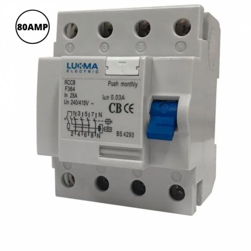 Interruptor Diferencial Fuga Idr Tetrapolar 30ma 80a Lukma