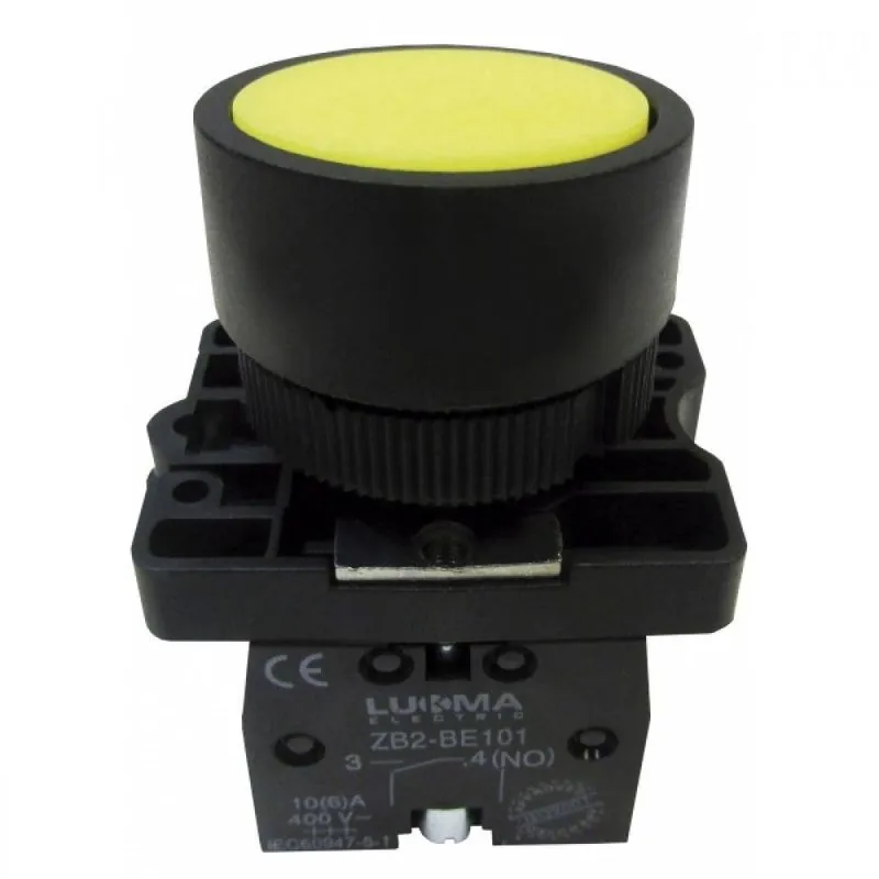 Botao Pulsante 22mm Amarelo 1na 14011