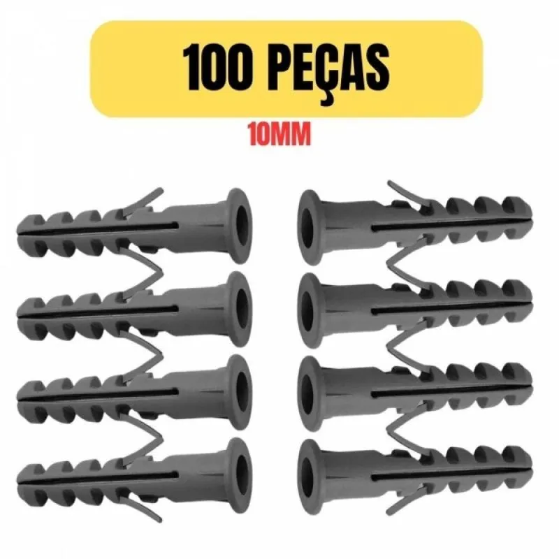 Kit 100 Bucha Plastica Tijolo Baiano 10mm Com Anel S-10