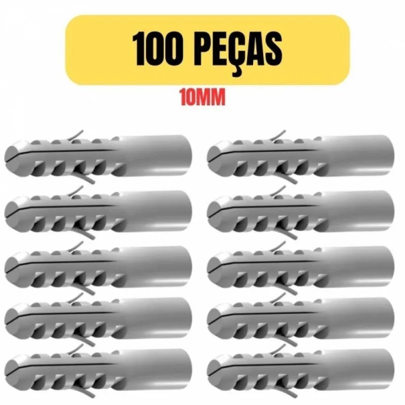 Kit 100 Bucha Plastica Tijolo Baiano 10mm Sem Anel S-10