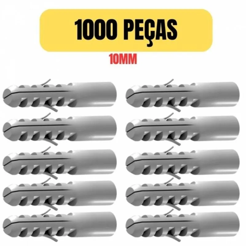 Kit 1000 Bucha Plastica Tijolo Baiano 10mm Sem Anel S-10