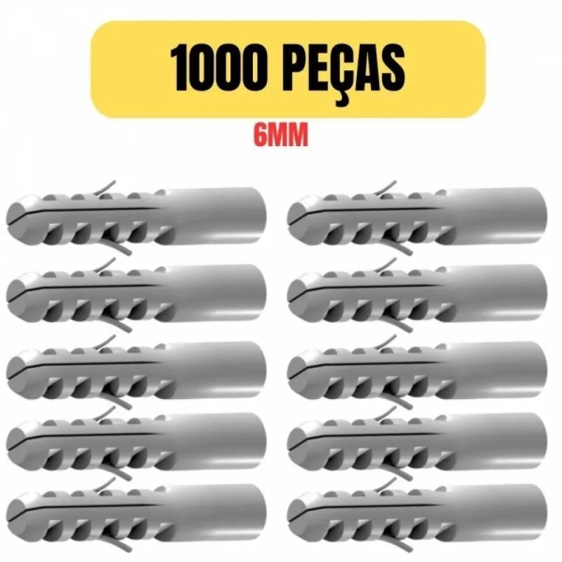 Kit 1000 Bucha Plastica Tijolo Baiano 6mm Sem Anel S-6