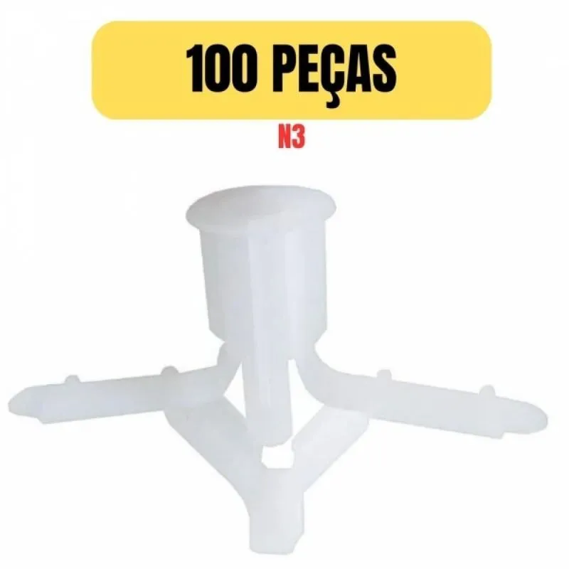 Kit 100 Bucha De Gesso Fly Plastica N3