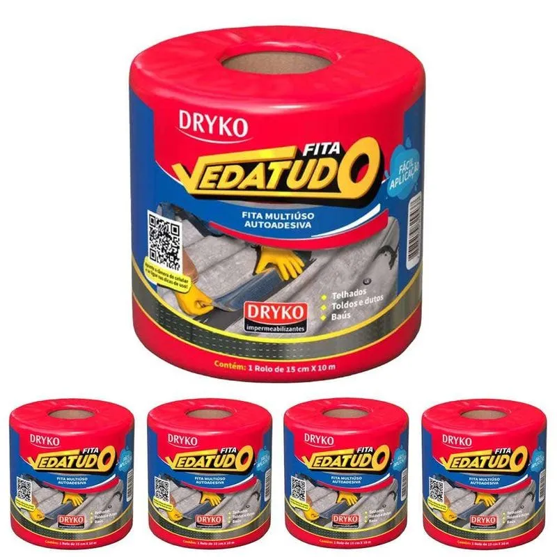 Fita Asfáltica Vedatudo 15 Cm X 10 M 5 Unidades Dryko