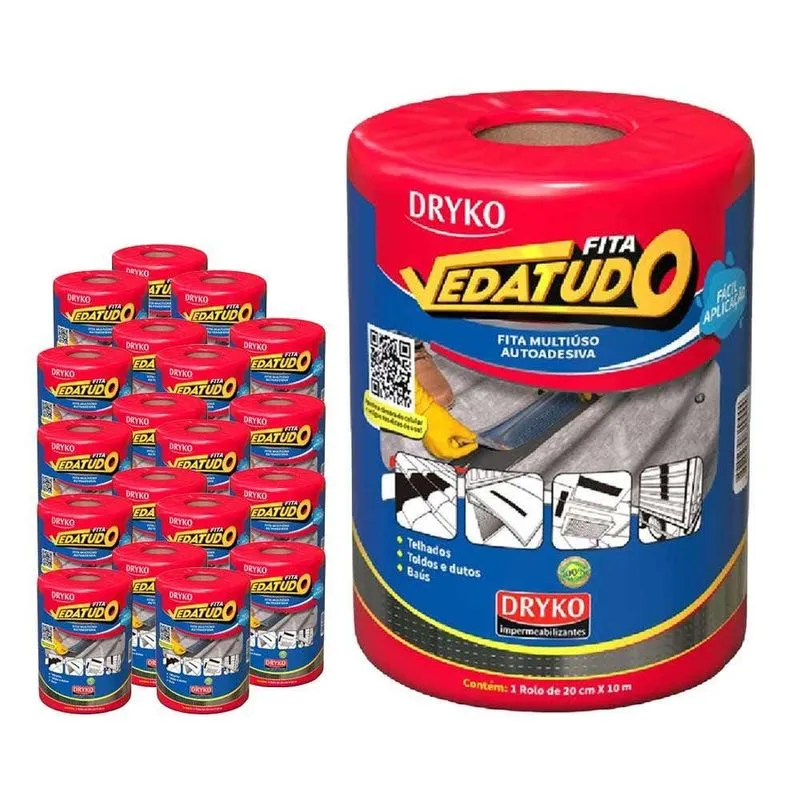 Fita Asfáltica Vedatudo 20 Cm X 10 M 20 Unidades Dryko