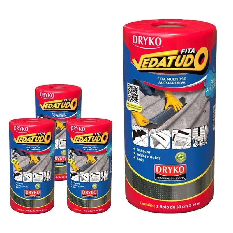 Fita Asfáltica Vedatudo 30 Cm X 10 M 4 Unidades Dryko