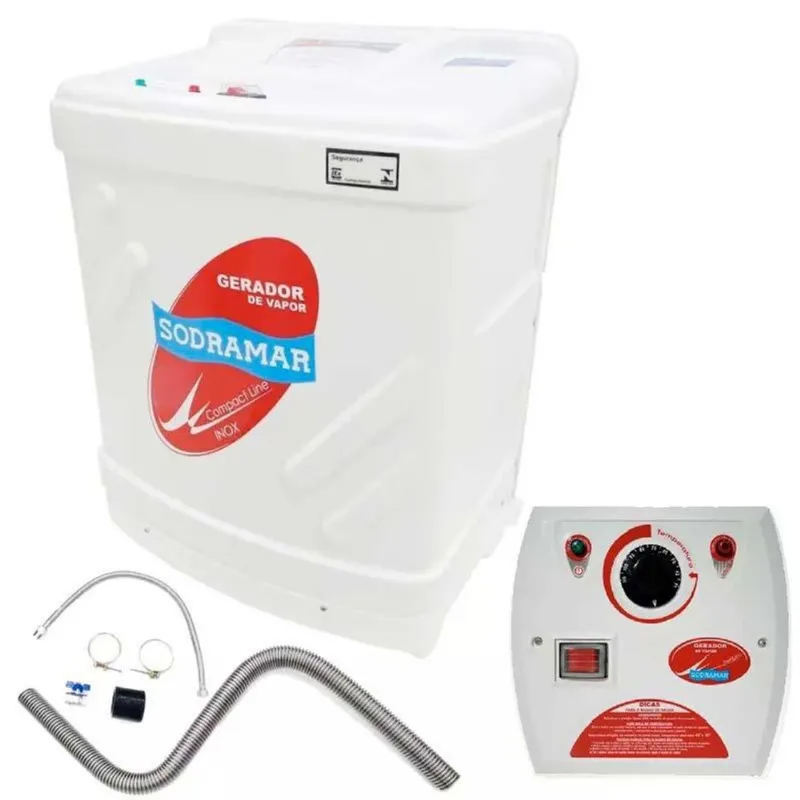 Gerador de Vapor Inox para Sauna 9,0Kw 220V c/ Quadro Analógico e Kit Instalação sodramar