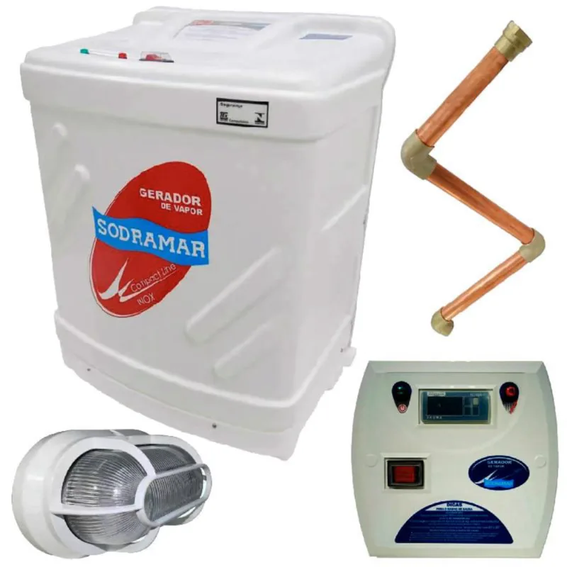 Gerador de Vapor Para Sauna 6KW 220V Bifásico c/ Quadro Digital Kit Instalação e Luminária SODRAMAR