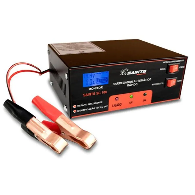Carregador Bateria Saints 12v/24v 24a Carga Rápida Bivolt Sc