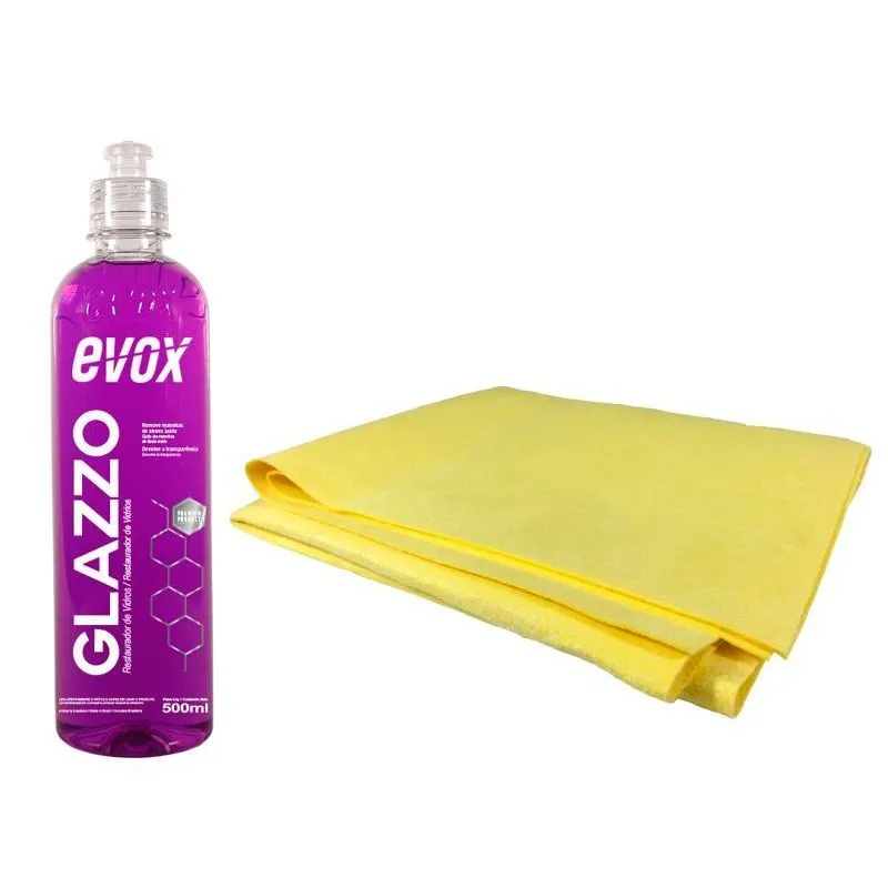 Kit Restaurador De Vidro Glazzo Evox +flanela Tech Dry Glass