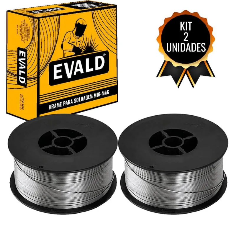 Kit 2 Unidades Arame para Solda mig 0,8mm Rolo com 1 kg s Gás com Fluxo Flux Core E71T1-GS evald