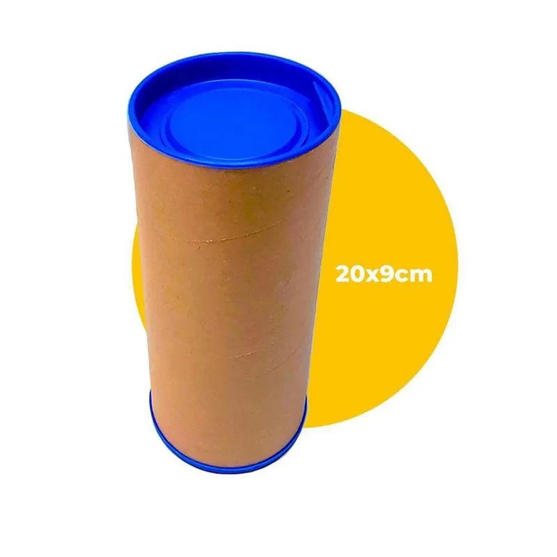 Tubo De Papelão Postal 20X9Cm Com Tampa Azul 1 Un
