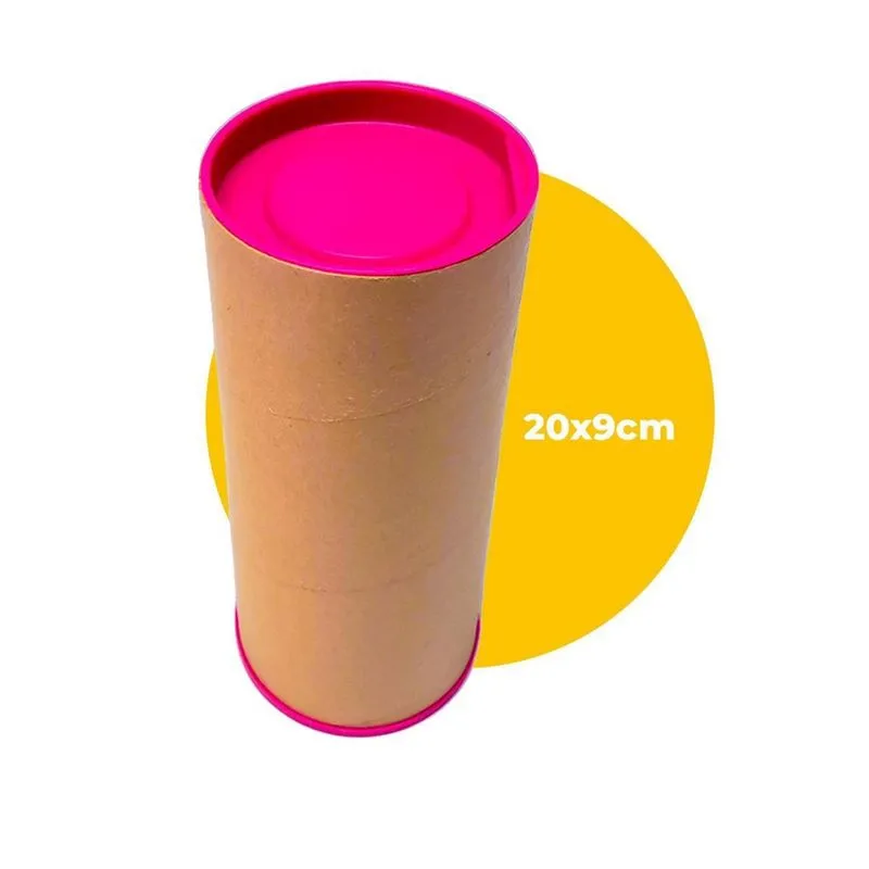 Tubo De Papelão Postal 20X9Cm Com Tampa Rosa 1 Un