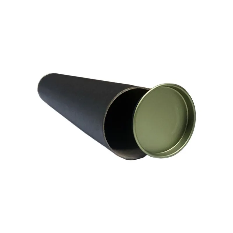 01 Tubo Papelão Postal Preto 40cm X 6cm Tampa Metálica