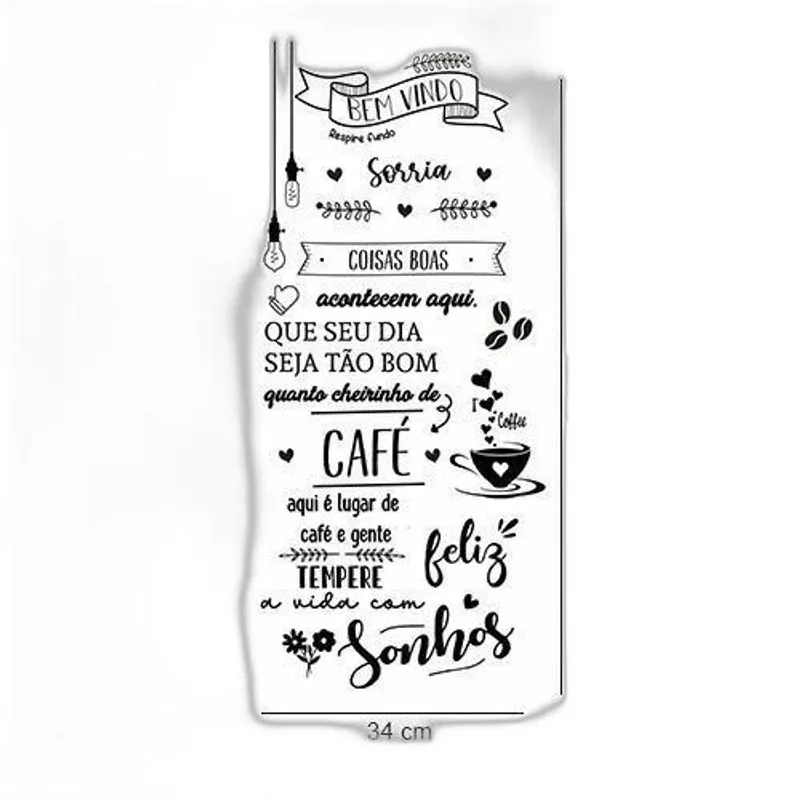 Adesivo De Parede Frase Bem Vindo Com Café