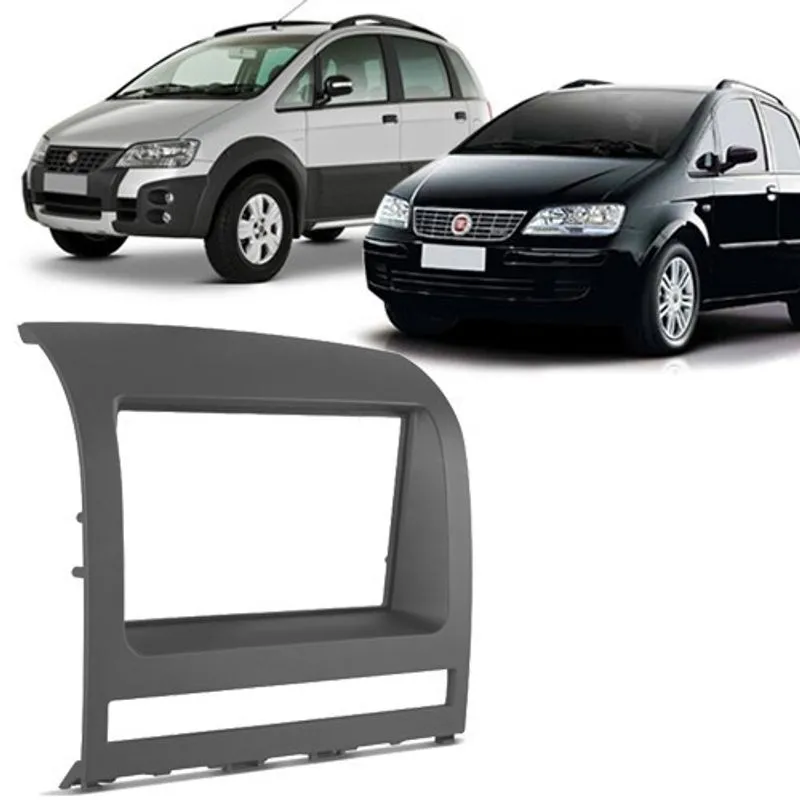 Moldura Painel 2 Din dvd Fiat Idea 2006 à 2011 Cinza Kiron