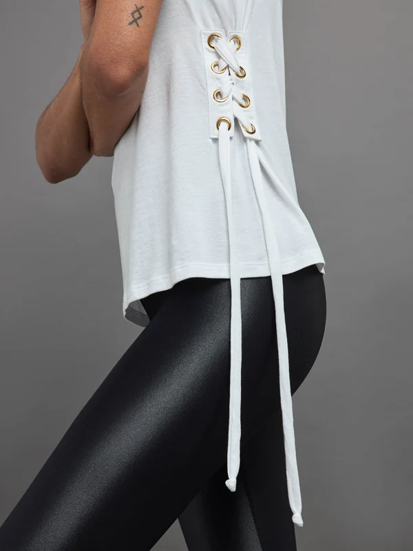 SIDE LACE UP TANK - White White / S