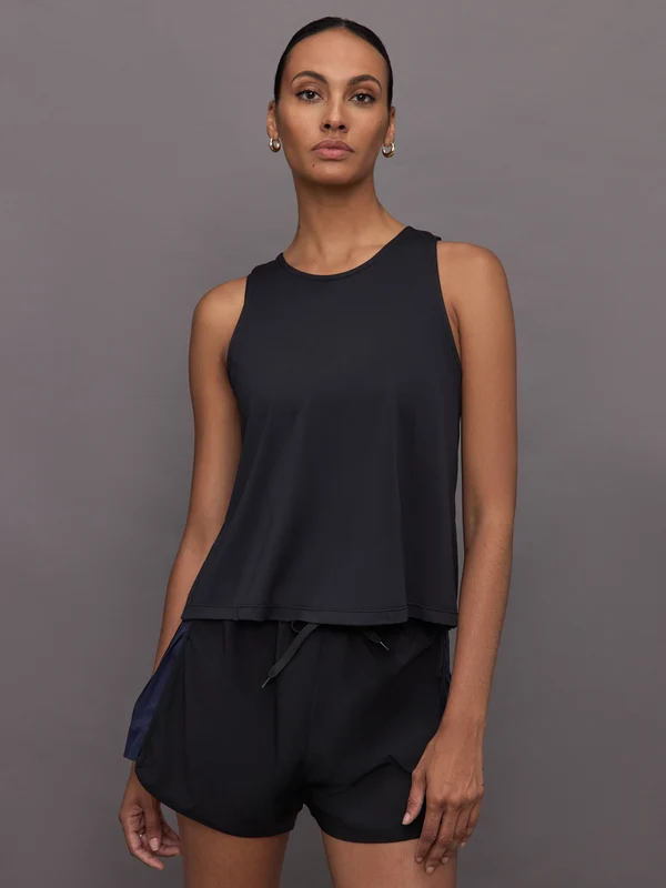 Pleated Running Tank - Black Black / M