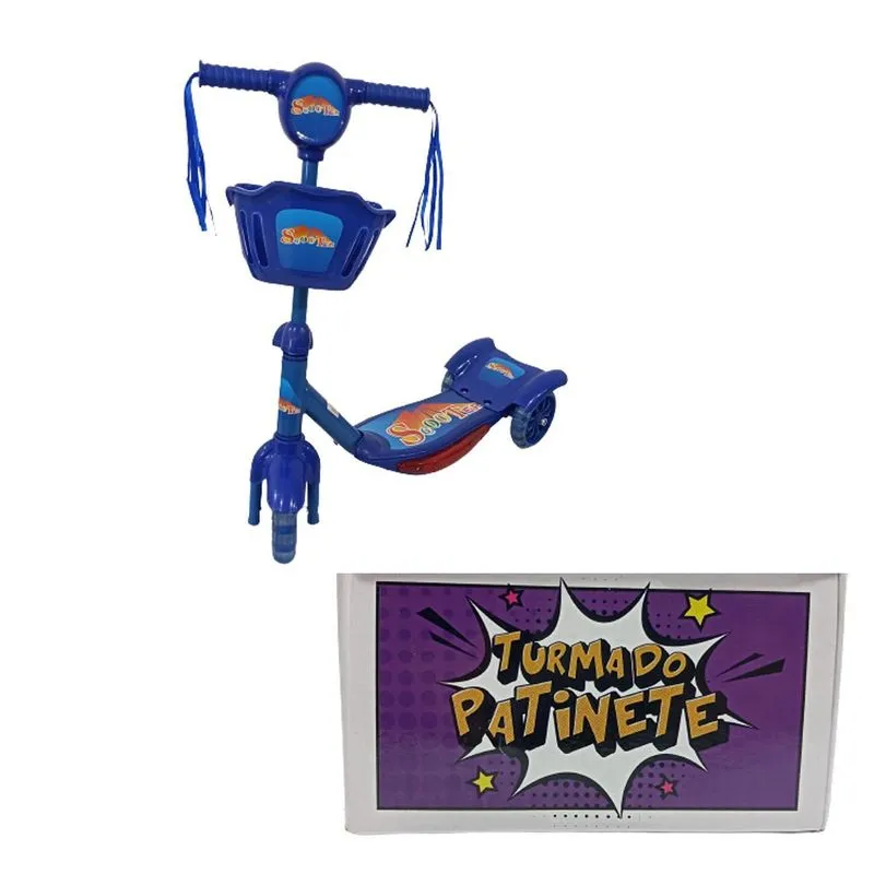Patinete Infantil 3 Rodas Com Cesta, Luz E Som - 99 Toys