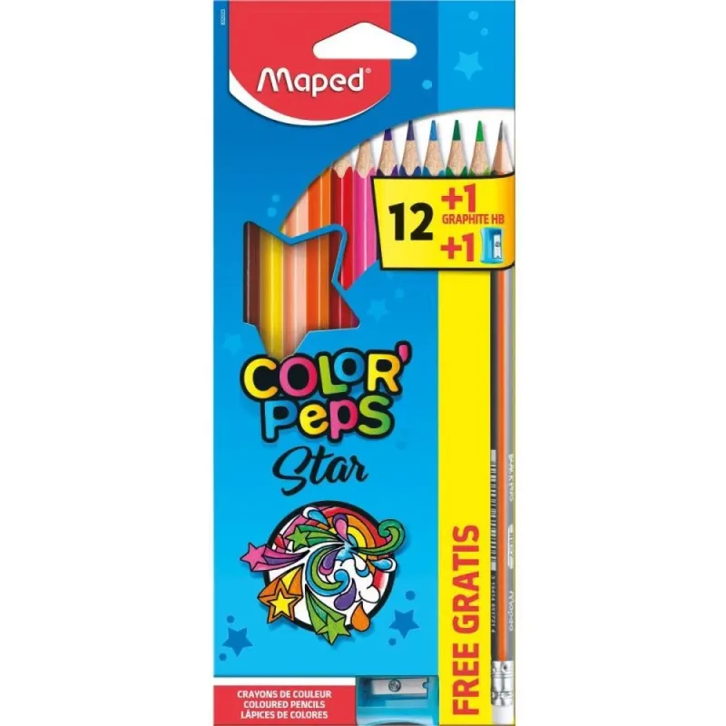 Lapis de COR Triangular Color PEPS STAR 12CORES+AP+LP