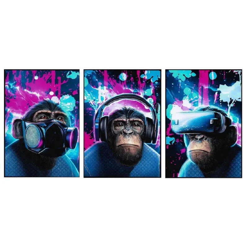 Quadros Decorativos Kit 3 Un Os Macacos-No