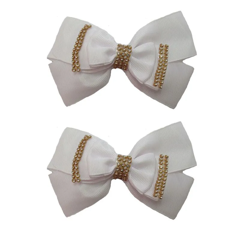 Laço Branco De Cabelo Adulto Elegante De Luxo 2 Unidades-no