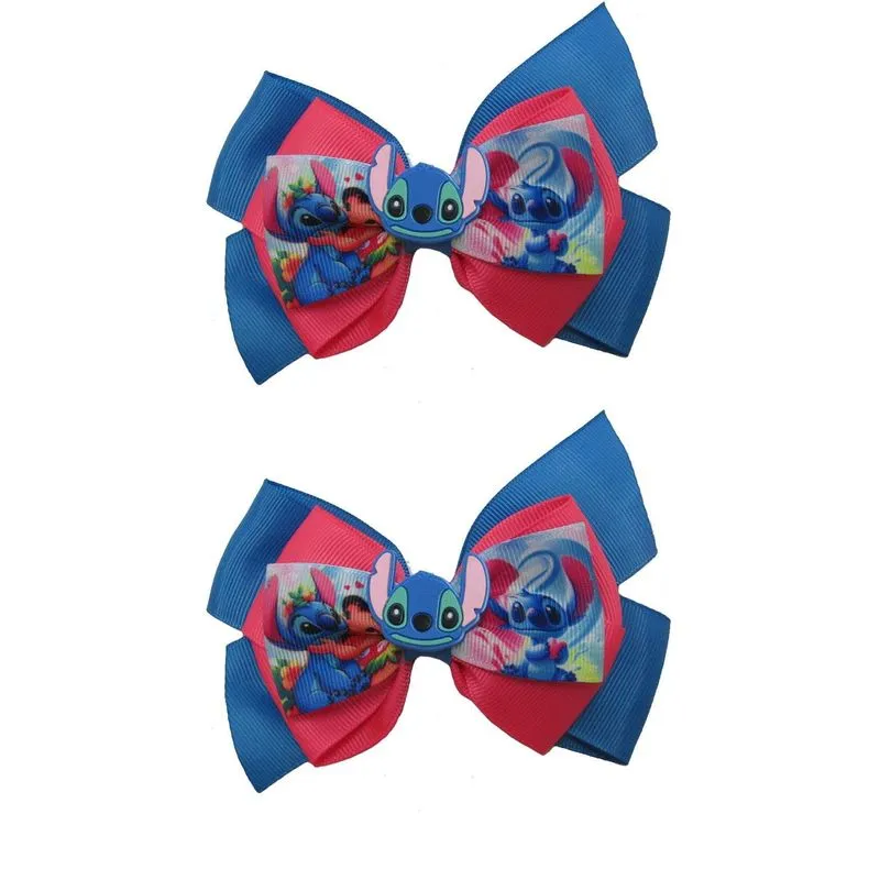 Laço Azul Stitch Cabelo Adulto Elegante Luxo 2 Unidades-no