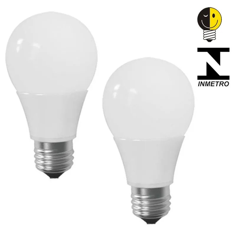Lâmpada Led Bulbo 9w Branco Quente Bivolt Certificada Kit 2