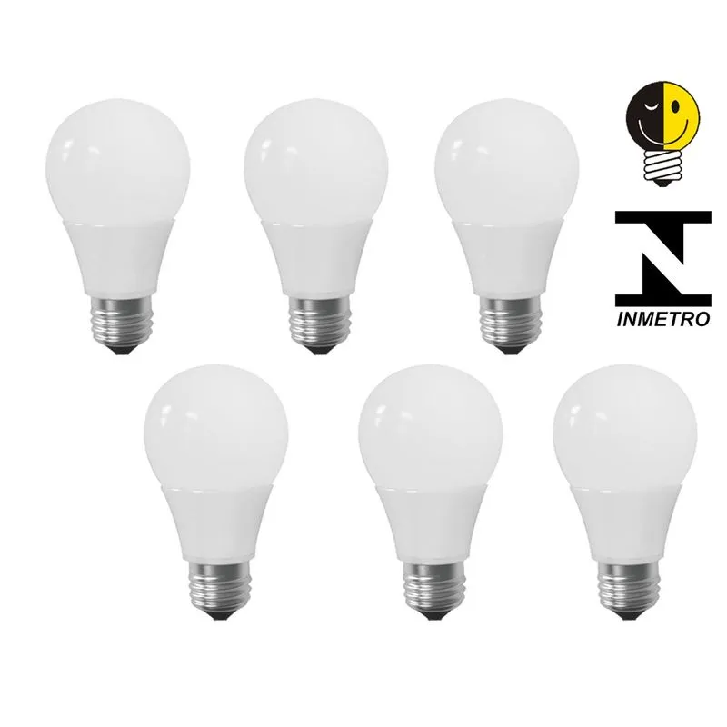 Lâmpada Led Bulbo 9w Branco Quente Bivolt Certificada Kit 6