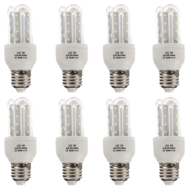 Lâmpada Led Compacta Milho Econômica 5w 3U Branco Quente Kit 8