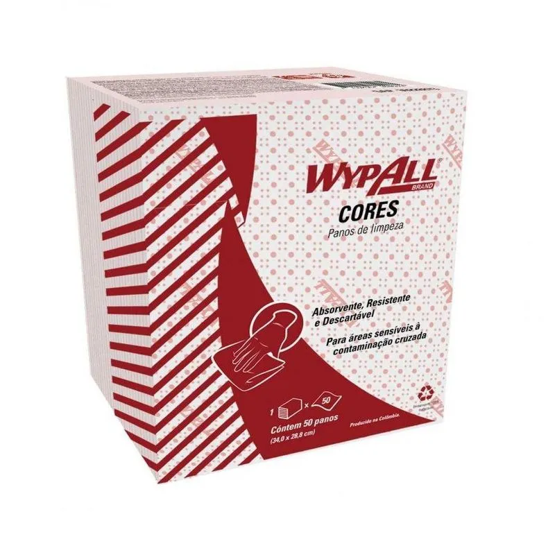 Pano De Limpeza Wypall X50 Vermelho Dobrado Em V 50 Panos Caixa Com 8 Unida