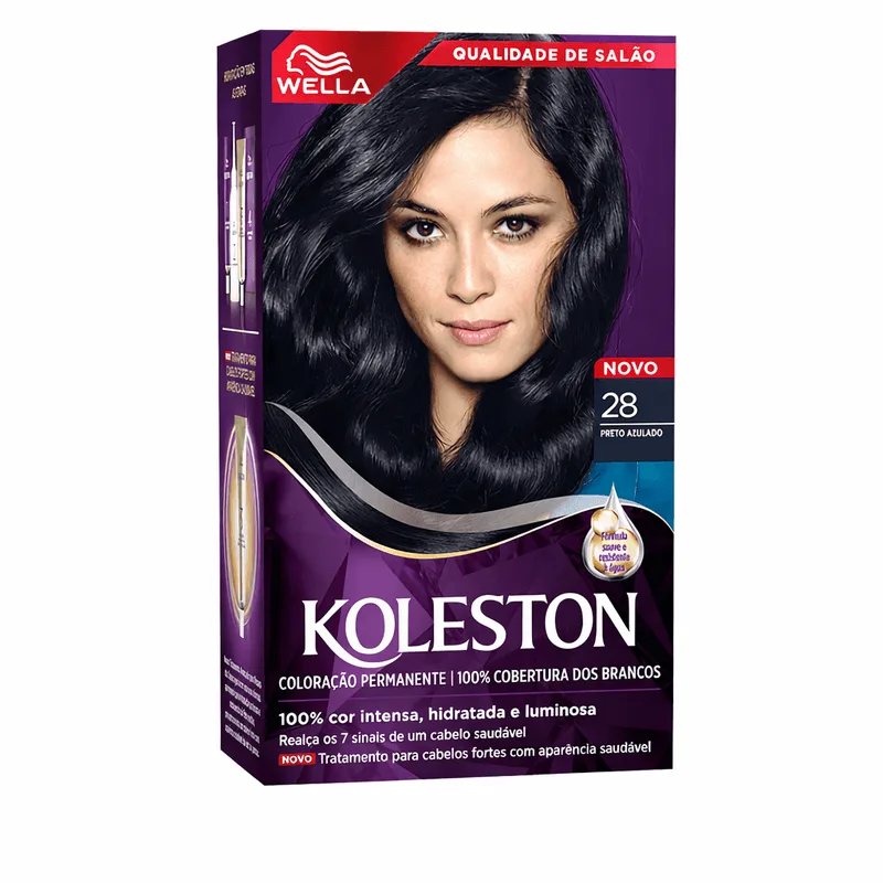 Coloração Creme Wella – Koleston Tons Escuros Preto Azulado 28