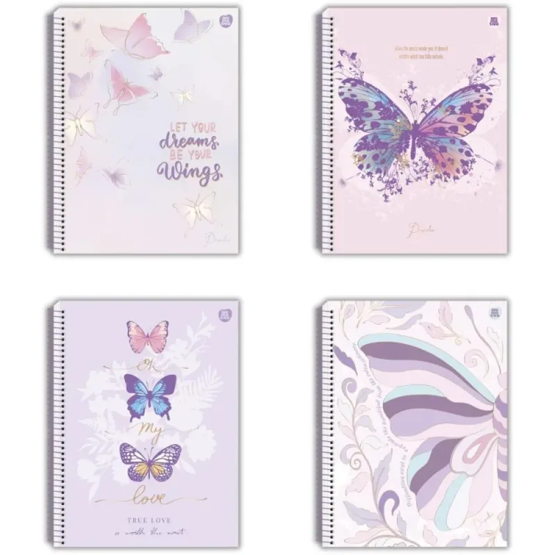 Caderno 10X1 Capa Dura Papilio Holografico 160F